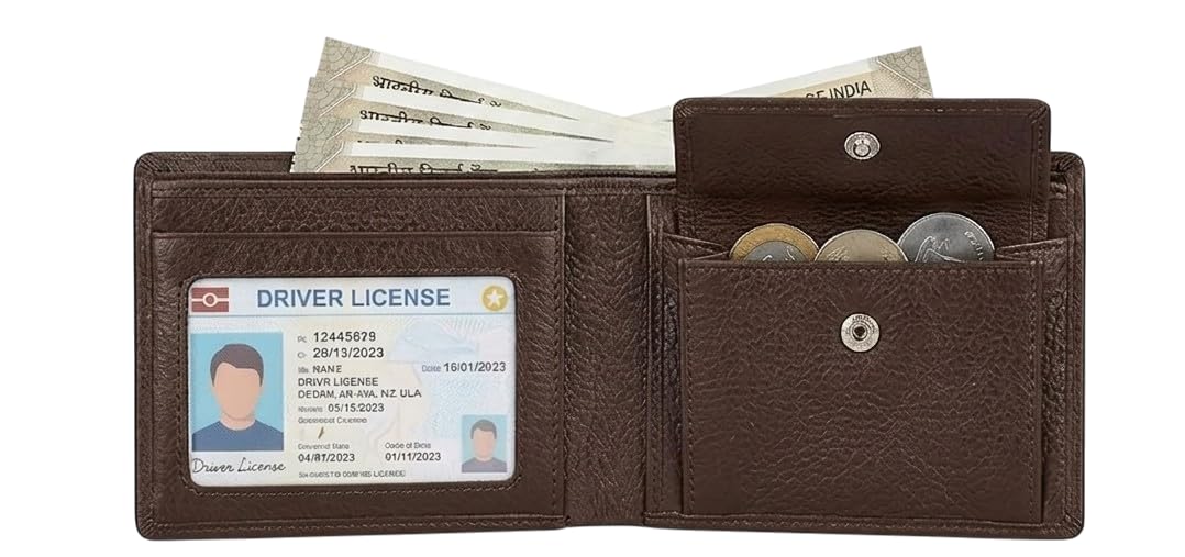TAPORI Men's Genuine Leather Bifold Wallet Slim RFID Blocking Wallet with Coin Pocket, 6 Card Slots, ID Window, 2 Bill Compartments & Button Closure Durable Everyday Wallet for Men (Tan)