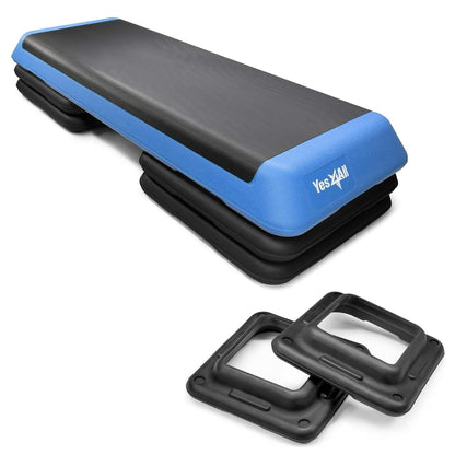 Yes4All Adjustable Workout Aerobic Exercise Step Platform Health Club Size with 4 Adjustable Risers Included and Extra Risers Options