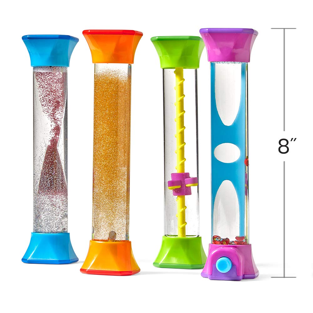 hand2mind Sensory Fidget Tubes, Calming Toys for Kids, Occupational Therapy Toys, Play Therapy, Stress Relief Toy, Comfort Items for Anxiety, Calm Down Corner Supplies (Set of 4)