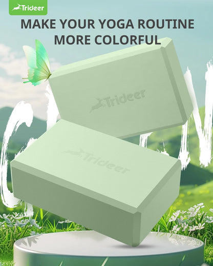 Trideer Yoga Block, Soft Non-Slip Surface Premium Foam Blocks, Supportive, Lightweight, Odorless, Yoga Accessories for Pilates Meditation General Fitness Stretching Toning (Mint Green-2 Pack)