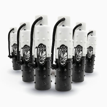 HuntEmUp 3" Plastic Dog Training Bumper – Knobby Retrieving Dummy for Retriever & Hunting Dog Training – Floating Water Training Dummy – Half Black/Half White (6 Pack)