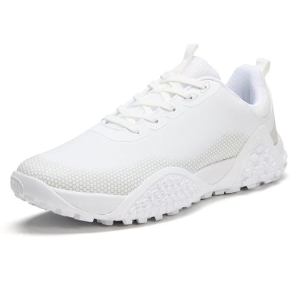 TEOHRW Wide Golf Shoes for Men Spikeless Professional Outdoor Waterproof Golfing Footwears Sneakers with Arch Support White Grey