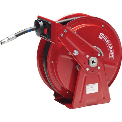 Reelcraft DP7850 OMP Heavy Duty Compact Dual Pedestal Hose Reel, 1/2" x 50', 3000 Psi, Oil Hose Included