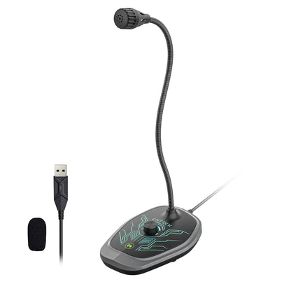 CMTECK USB Computer Microphone, Microphone for pc with RGB Light, Mute Function, Noise-Cancelling Recording Desktop Mic for Laptop for Online Chatting, Home Studio, Podcasting, Gaming, Skype, YouTube