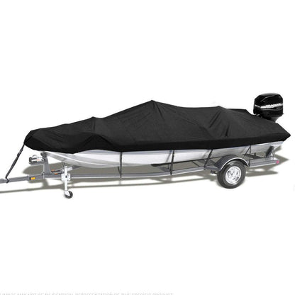 NEVERLAND Trailerable Boat Cover Waterproof Heavy Duty Marine Grade Polyester Canvas Fits V Shape/V-Hull and Tri-Hull Runabouts, Pro-STYL, Bass Boats (Boat Length 17-19ft, Beam Width up to 102",Black)