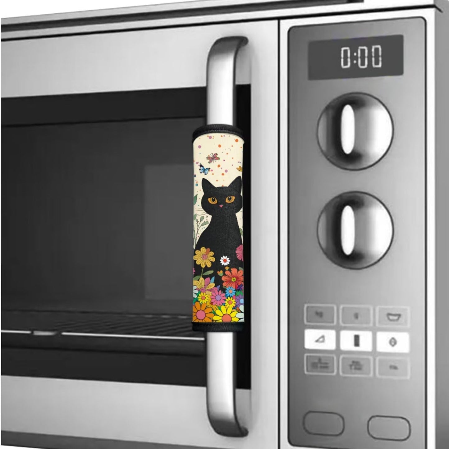 Hwzdsyxl Black Cat Daisy Print Refrigerator Door Handle Covers Set of 6 Kitchen Appliance Handles Decor Anti-Static Fridge Handle Cover Keep Off Fingerprints Oil Stains Food Spot
