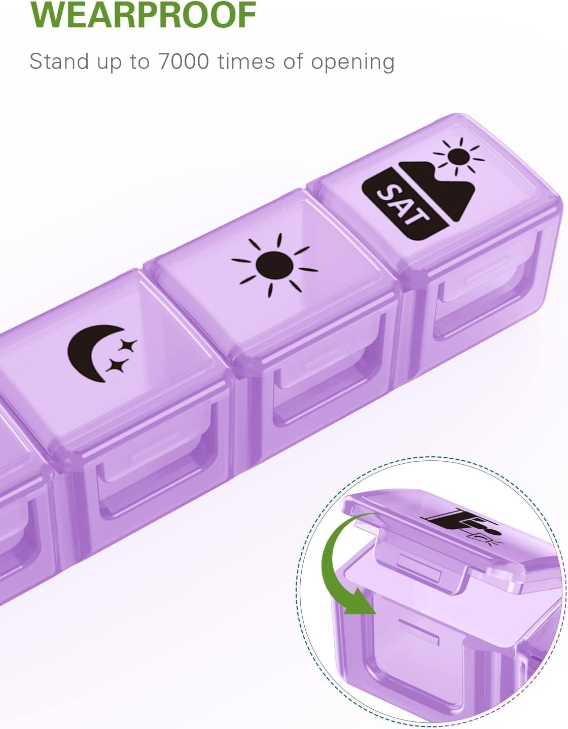Fullicon Large Weekly Pill Organizer 4 Times a Day,7 Day Pill Box, Portable Medicine Organizer for Supplements Vitamin Pill Case Black