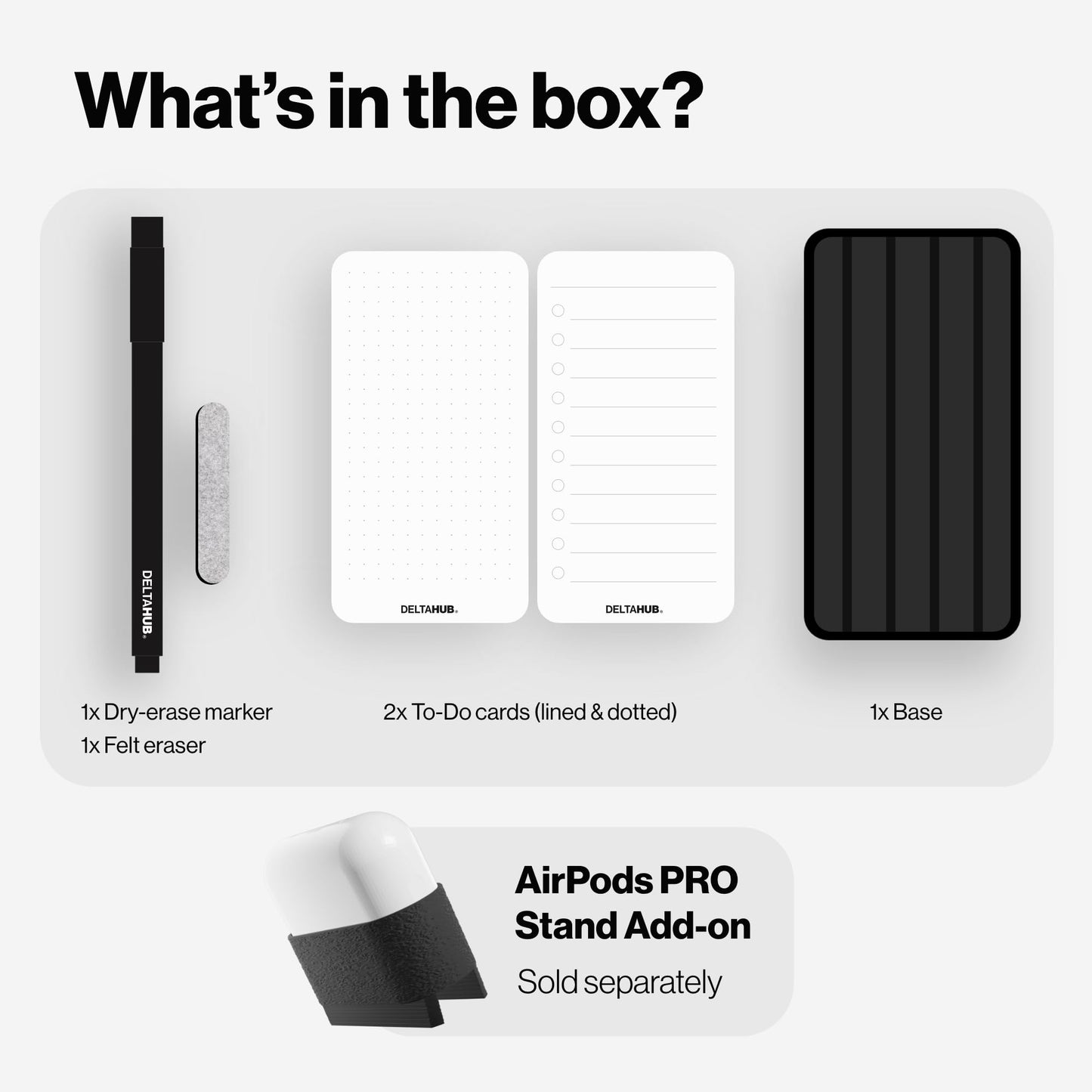 DeltaHub Reusable To-Do List for Desk - Dry Erase Daily Planner with 2 Cards, Marker & Eraser - Minimalist Desktop Organizer for Office, Work from Home - Analog Productivity Tool (Black)