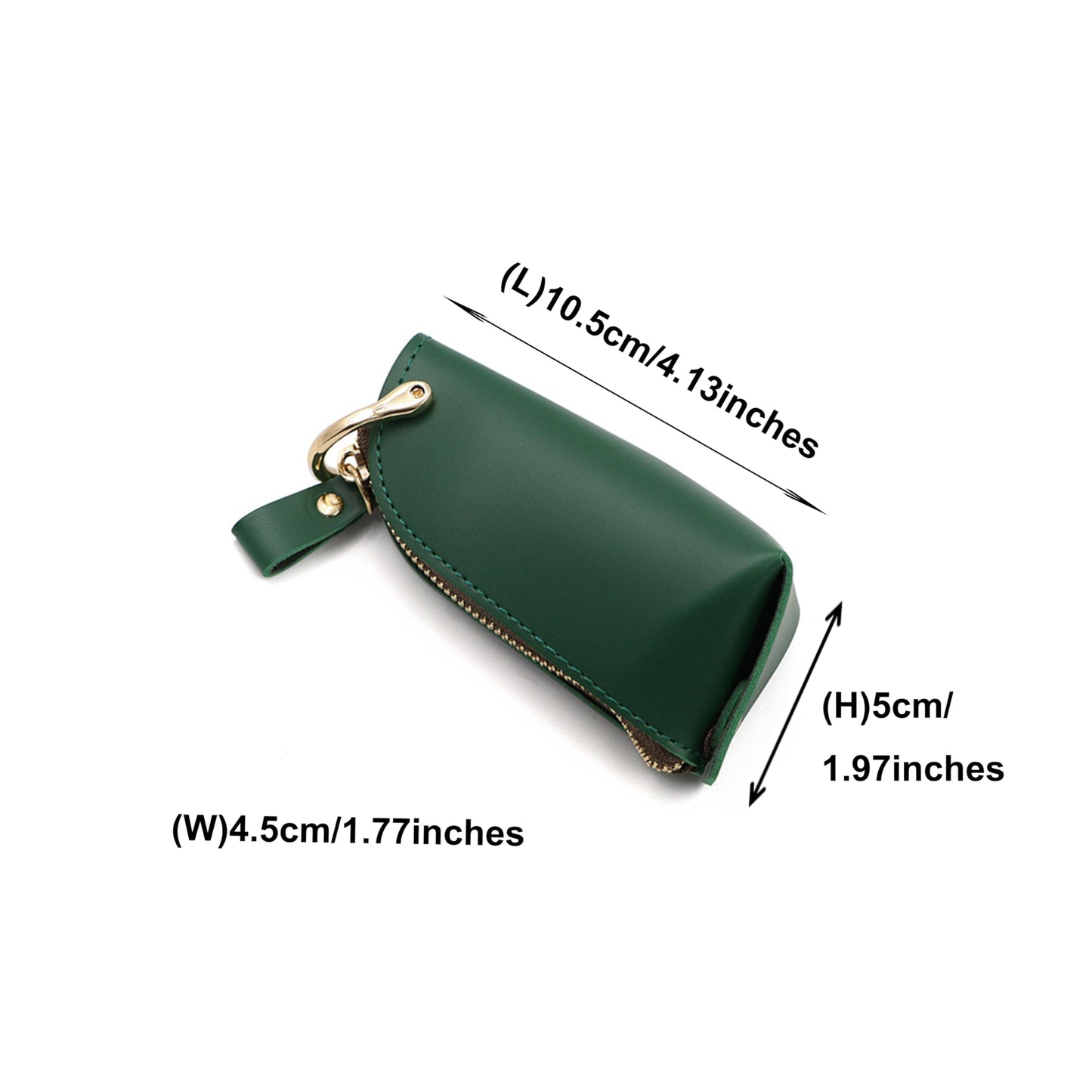 Zip-Around Key Pouch, Zippered Key Holder with Hanging Ring, Car Key Fob Protector, PU Key Fob Case (Green)