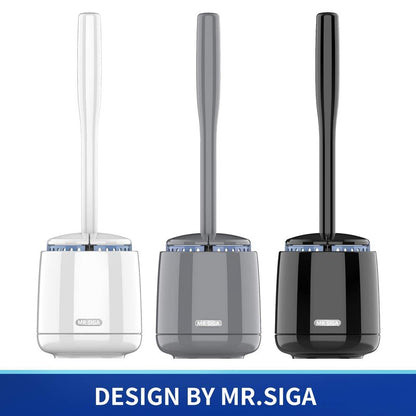 MR.SIGA Toilet Bowl Brush and Holder, Premium Quality, with Solid Handle and Durable Bristles for Bathroom Cleaning, Black, 1 Pack