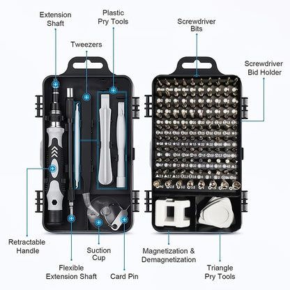 Ultimate 115 in 1 Precision Screwdriver Set - Chrome Vanadium Steel, Multi functional for PCs, Laptops, iPhones, iPads, Smartphones, and Watches - Essential DIY Repair Kit