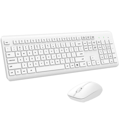 Wireless Keyboard and Mouse Combo, Full Size Silent Ergonomic Keyboard and Mouse, Long Battery Life, Optical Mouse, 2.4G Lag-Free Cordless Mice Keyboard for Computer, Mac, Laptop, PC, Windows
