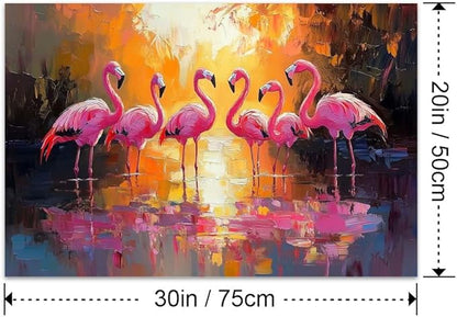 Yesad Flamingo Wall Art, Flamingo Canvas Wall Art Prints Tropical Pictures Poster Wall Décor for Living Room Bedroom Office Animal Lover Gift Home Decorations (Unframed,30”x20”, Flamingo)
