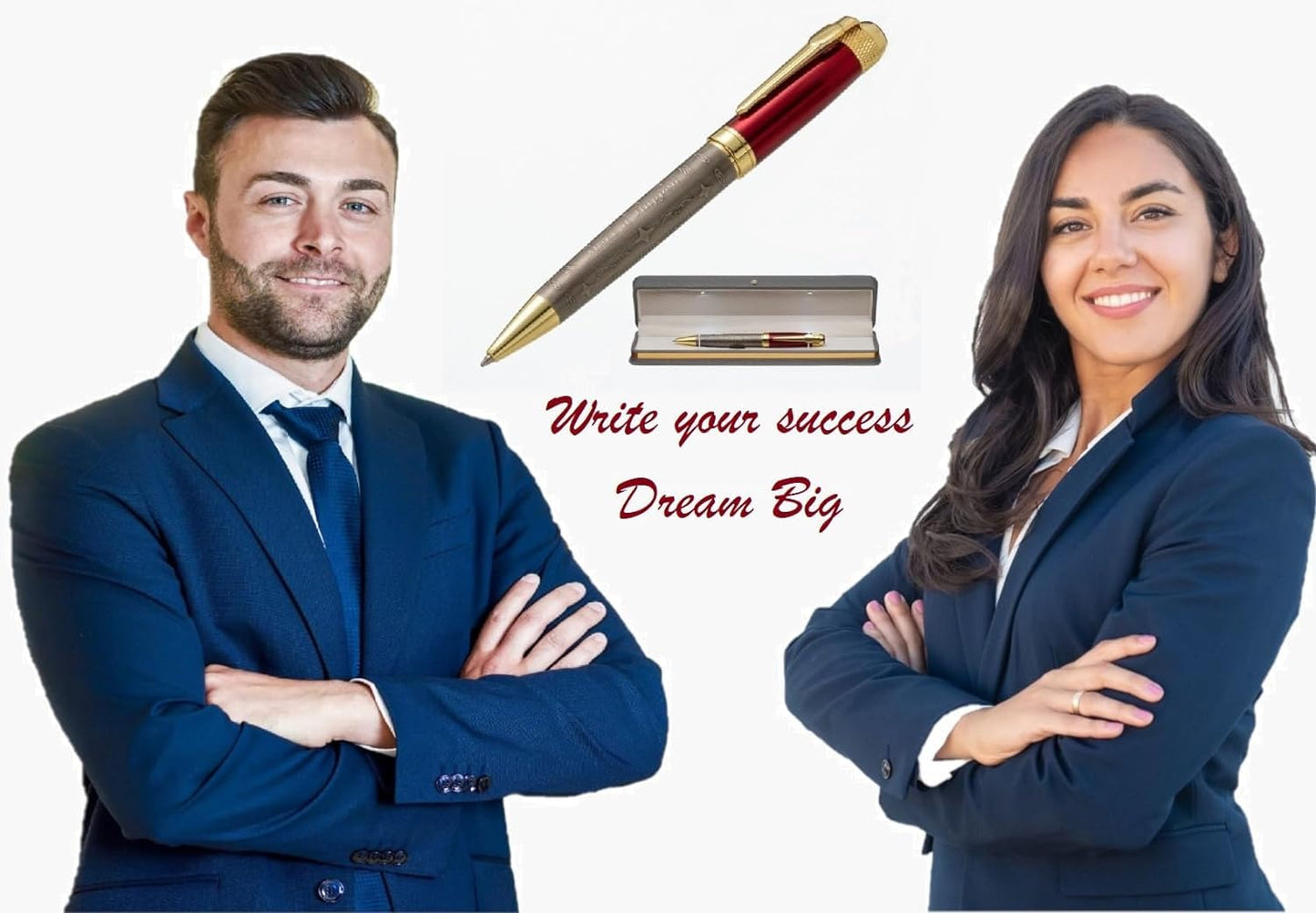 S&R Somit™ Fancy Pen For Men and Women With Gift Box - Valuable Luxury Pen for Business and Office, Executive Gift for Family & Friends - Special Engraving & Led Decorative Box (RED GOLD)