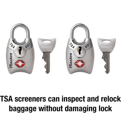 Master Lock 4689T TSA Approved Keyed Lock, 2 Pack, Colors May Vary