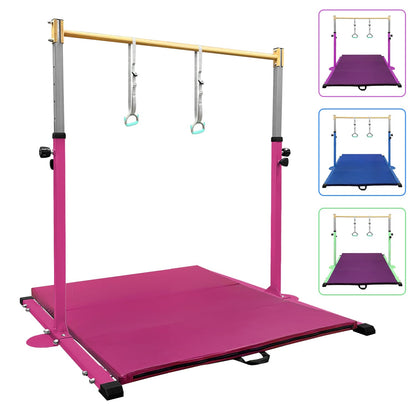GLANT Gymnastic Kip Bar,Horizontal Bar for Kids Girls Junior,3' to 5' Adjustable Height,Home Gym Equipment,Ideal for Indoor and Home Training,1-4 Levels,300lbs Weight Capacity