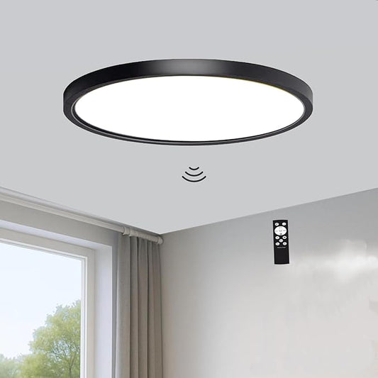 12 Inch Motion Sensor Ceiling Light Indoor,Motion Sensor Fixture Indoor for Closet Hallway Laundry Porch Pantry, Hard Wired Sensor Ceiling Light Black