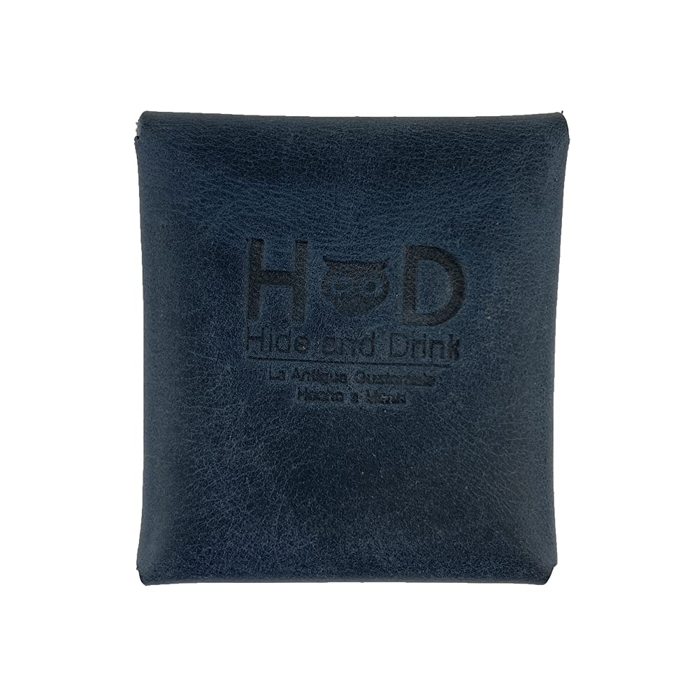 Hide & Drink, Leather Minimalist Coin Pouch, EarPods Case, SD Card Holder, Wallet and Cash Organizer, Handmade Includes 101 Year Warranty (Slate Blue)