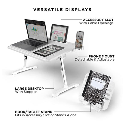 Limitless TotalDesk Portable Workstation and Lap Desk with Adjustable Height & Tilt (White)