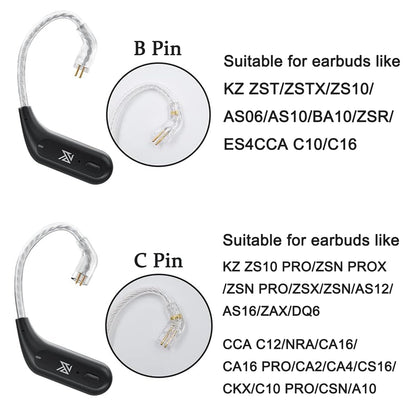 KZ AZ09 Wireless IEM Bluetooth Adapter 5.4 Module Noise Isolation C-pin Bluetooth Headphone for KZ ZS10 PRO/ZS12 PRO X/ZS10 PRO 2/ZSN Pro X/ZSN PRO/EDX PRO/Castor, CCA CRA/C12