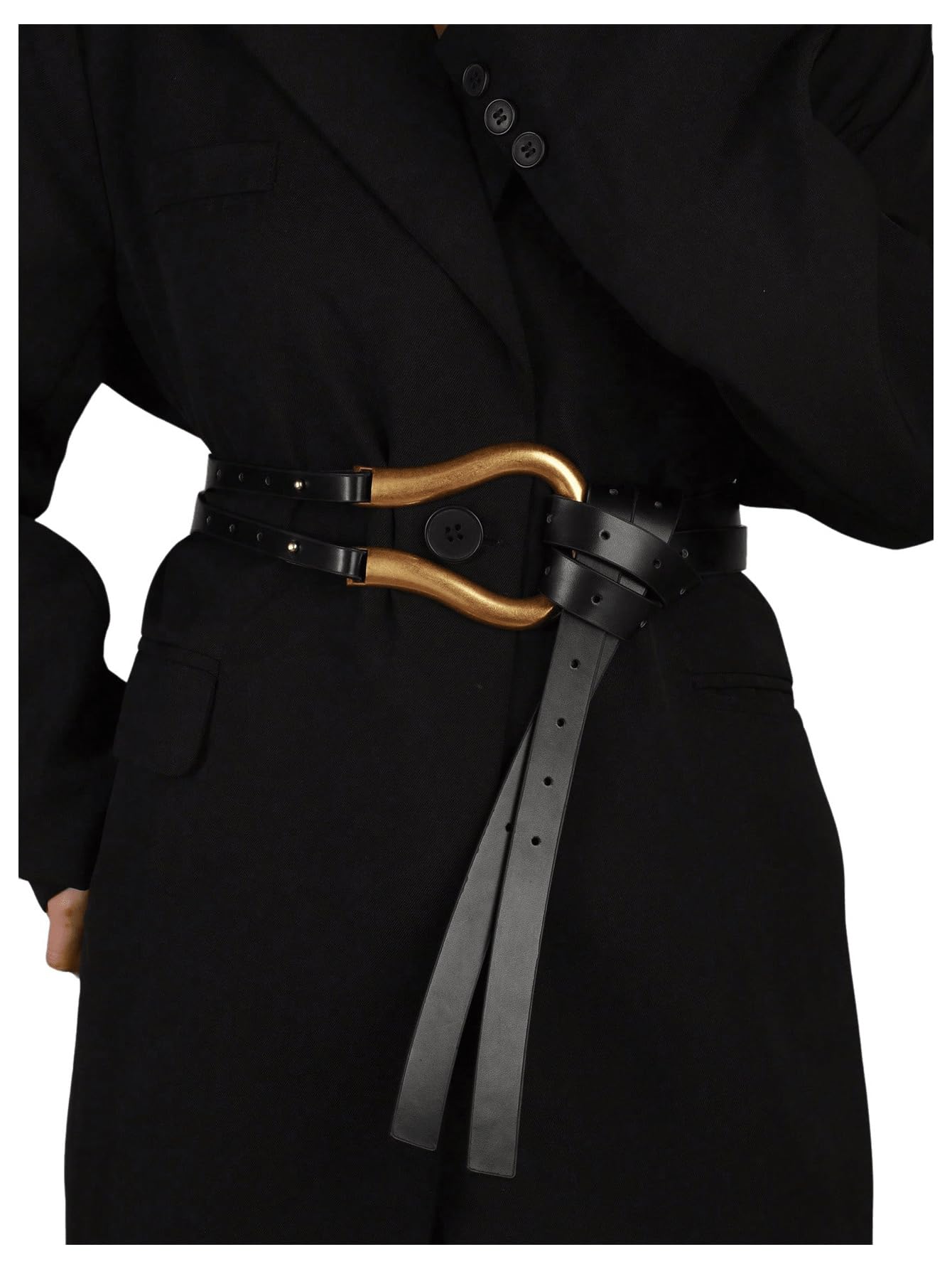 GORGLITTER Women's Renaissance Belt Wrap Belts Pirate Viking Belt with Ring Black One-Size