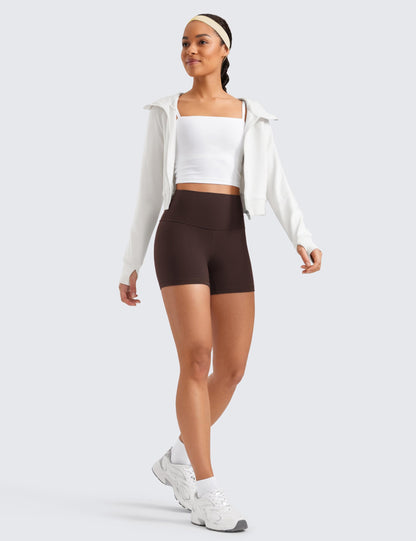 CRZ YOGA Butterluxe Biker Shorts 4" Hot Fudge Brown Medium