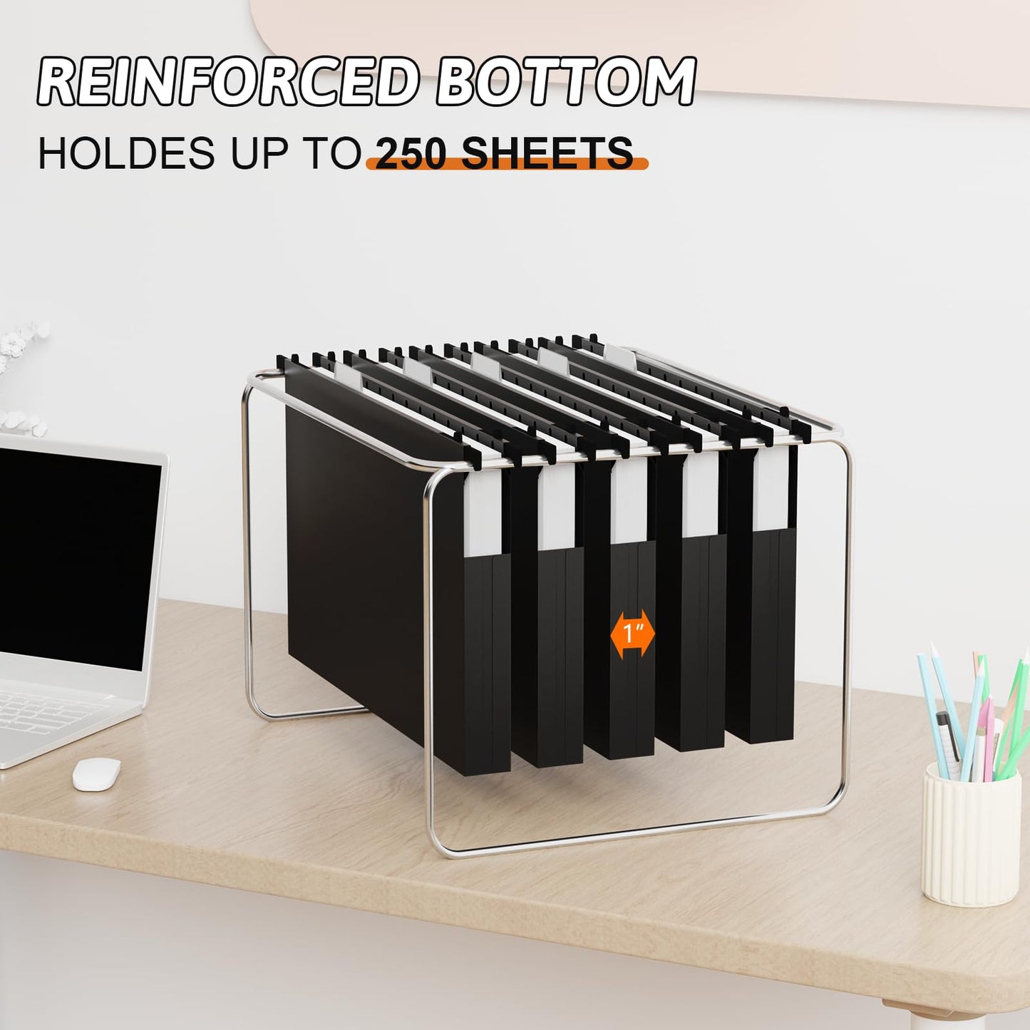 NORDUN Plastic Legal Size Hanging File Folders,Heavy Duty 1 Inch Expansion,12 Pack Reinforced Black Legal Hanging Folders Expandable,Adjustable Tabs,File Cabinet Folders for Bulky Files