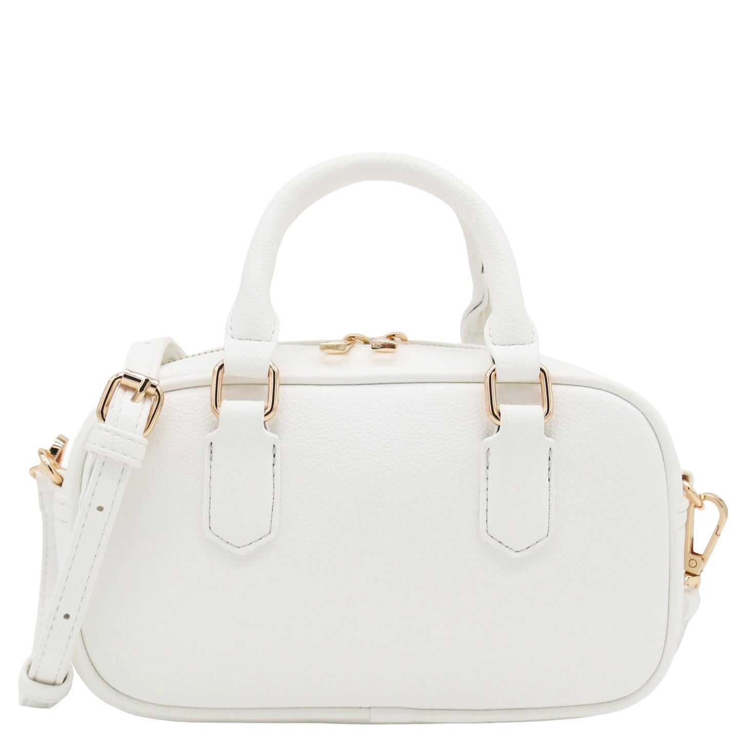 FashionPuzzle Mini PU Leather Satchel Purse Top Handle Crossbody Bag (White)