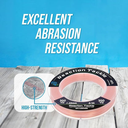 Reaction Tackle 100% Pure Fluorocarbon Fishing Line - High Strength, Abrasion-Resistant | Saltwater & Freshwater Leader