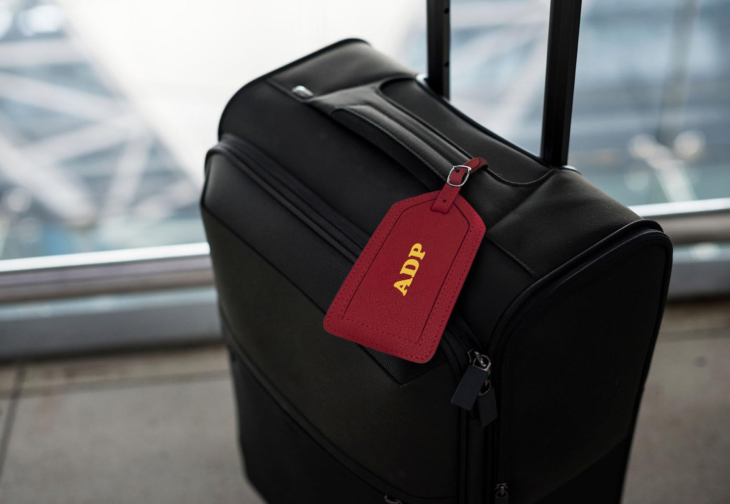 Deluxe Personalized Monogrammed Red Leather RFID Passport Wallet and Luggage Tag