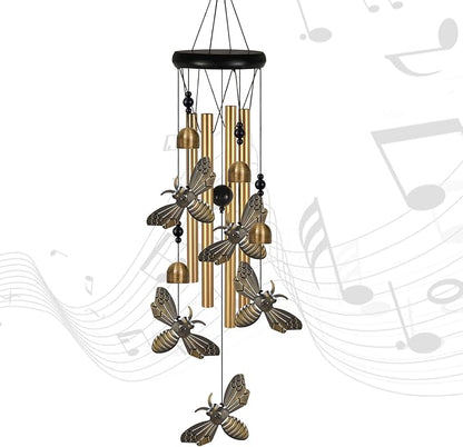 Bronze Bees Wind Chimes Decor, Portable Mobile Wind Catcher, Sympathy Wind Bells, Memorial Gifts for Mom, Housewarming, Blessing Windchime(Outside/Indoor/Home/Room/Porch/Tree/Yard/Garden Decorate)