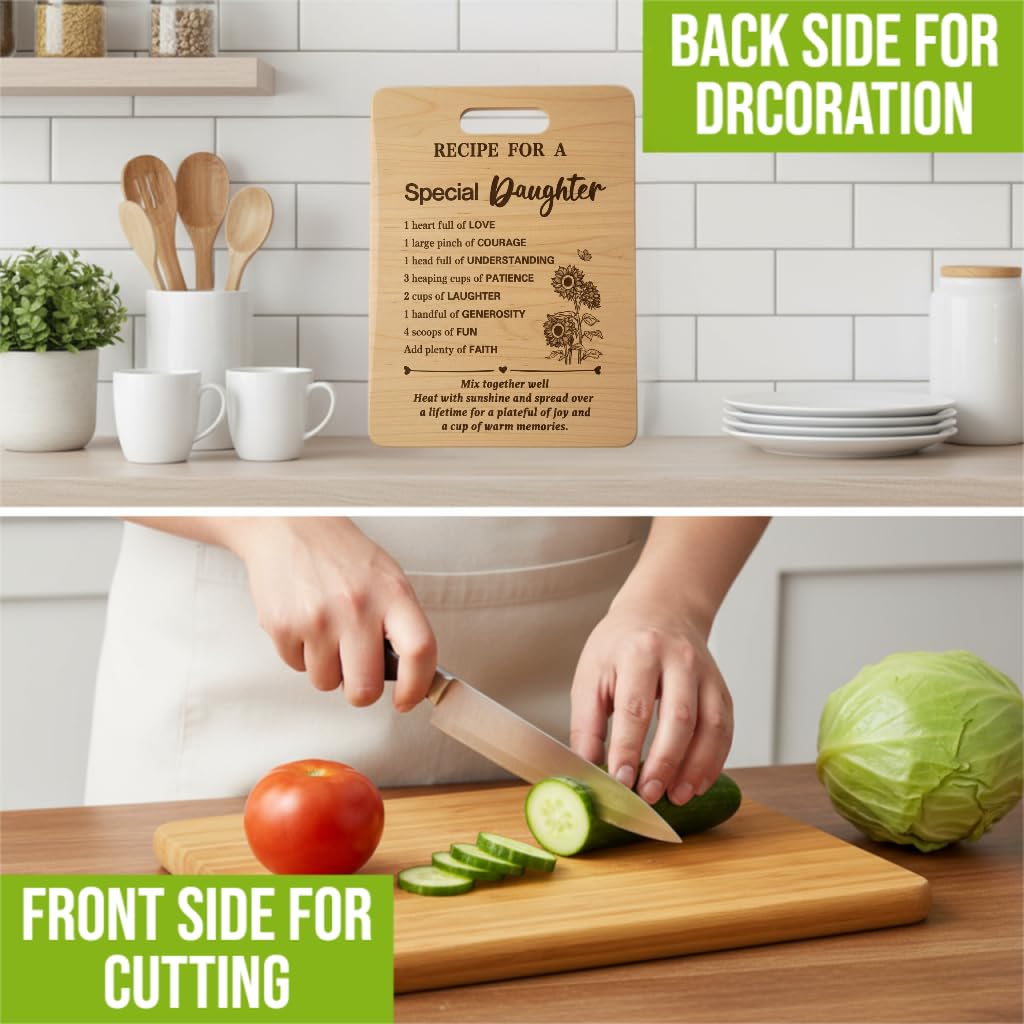 Gifts for Daughter Birthday Gift Ideas, Recipe Cutting Board for Daughter, Best Gifts for Christmas, Birthday Day Gift Bamboo Cutting Board Kitchen Decor