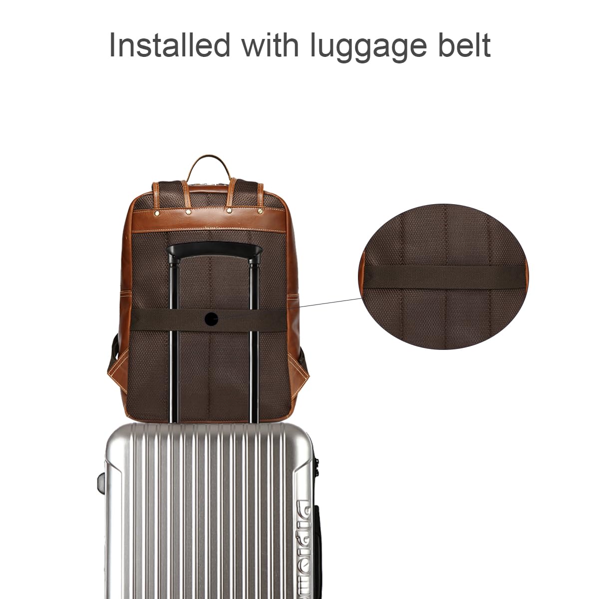 LANNSYNE Vintage Genuine Leather Backpack For Men Fits up to 15" Laptop Travel Hiking Rucksack