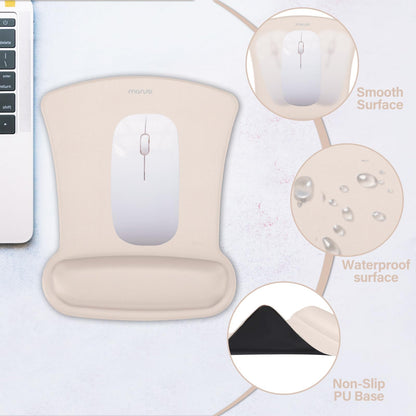 MOSISO Wrist Rest Support for Mouse Pad & Keyboard Set, Ergonomic Mousepad Non-Slip Base Home/Office Pain Relief & Easy Typing Cushion with Neoprene Cloth & Raised Memory Foam, Apricot