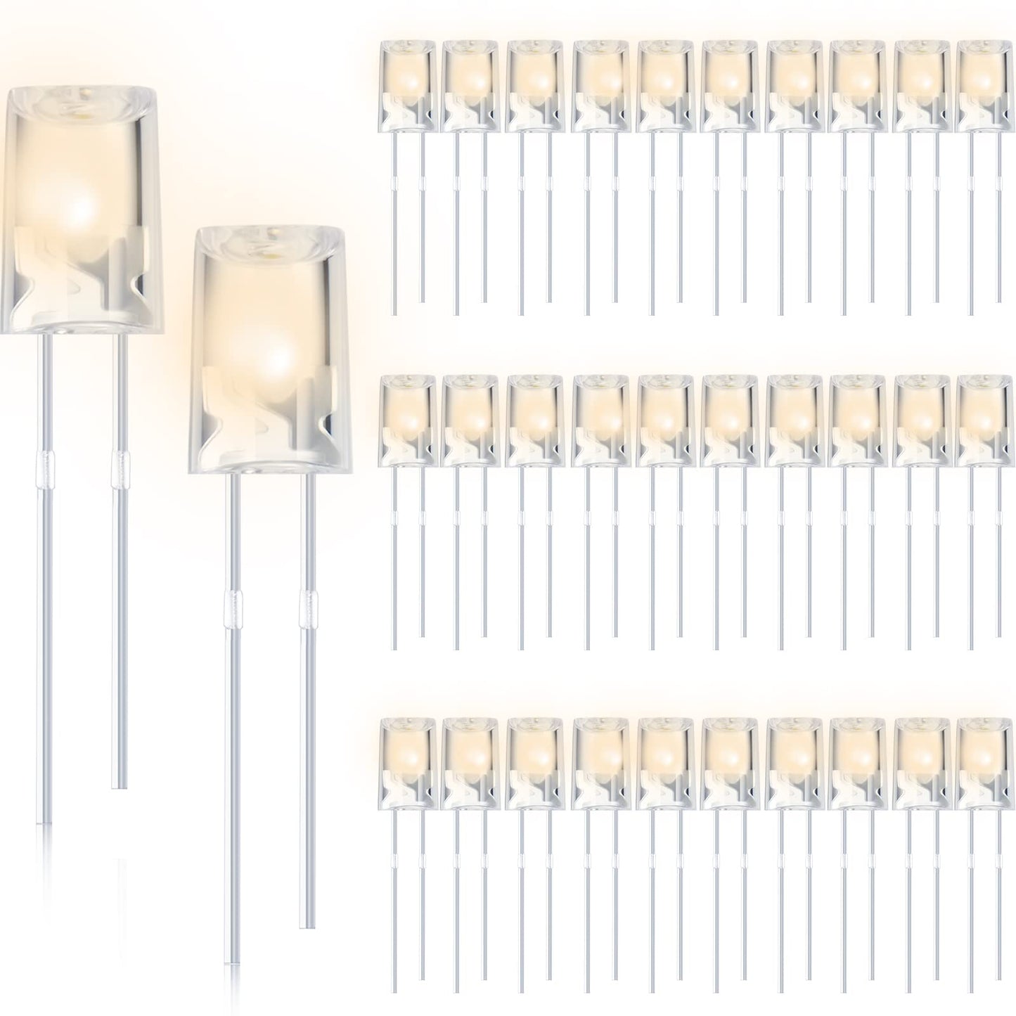 Mudder 120 Pcs Valentine LED 5mm String Light Replacement Bulb Energy Efficient Christmas LED Wire Light Set Connectable Home Decor Bulb for Holiday Festival Garden Christmas Wedding (Warm White)
