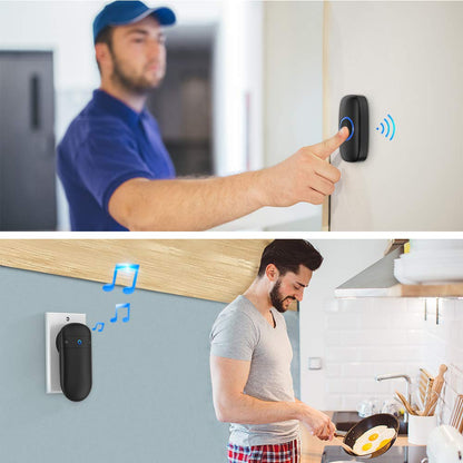 Wireless Doorbell, SECRUI Door bell Over 1000ft Coverage with 2 Plug-In Receivers, 1 Waterproof Push button, 52 Chimes, 110dB loud Sound Colorful LED Flash