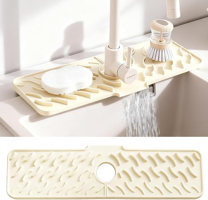 24" x 5.9" Silicone Faucet Mat for Kitchen Sink – Quick‑Drying Stone Splash