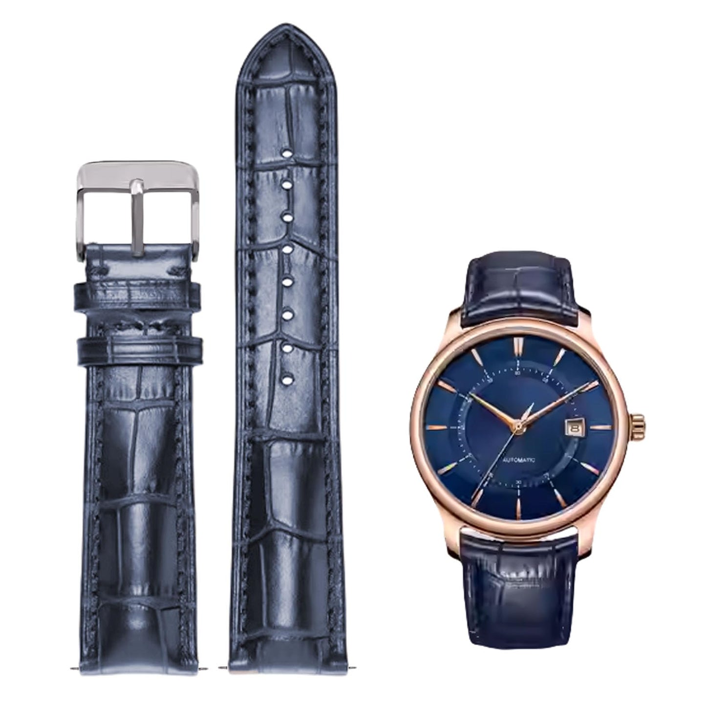 Nizonlaie Watch Bands Quick Release Genuine Leather Strap Alligator Grain Calfskin Watch Business Casual Universal Straps Wides 12mm 14mm 15mm 16mm 17mm 18mm 19mm 20mm 21mm 22mm 24mm for Men Women