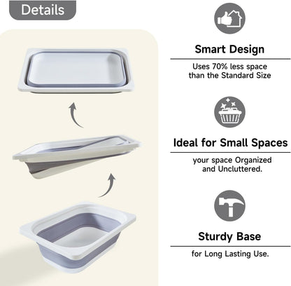 Beright Collapsible Storage Bin, Wash Basin Folding Dish Tub Sink, Space Saving for Dishing, Fruit, and Camping, Hiking and Home, 1 Pack, Grey, Small