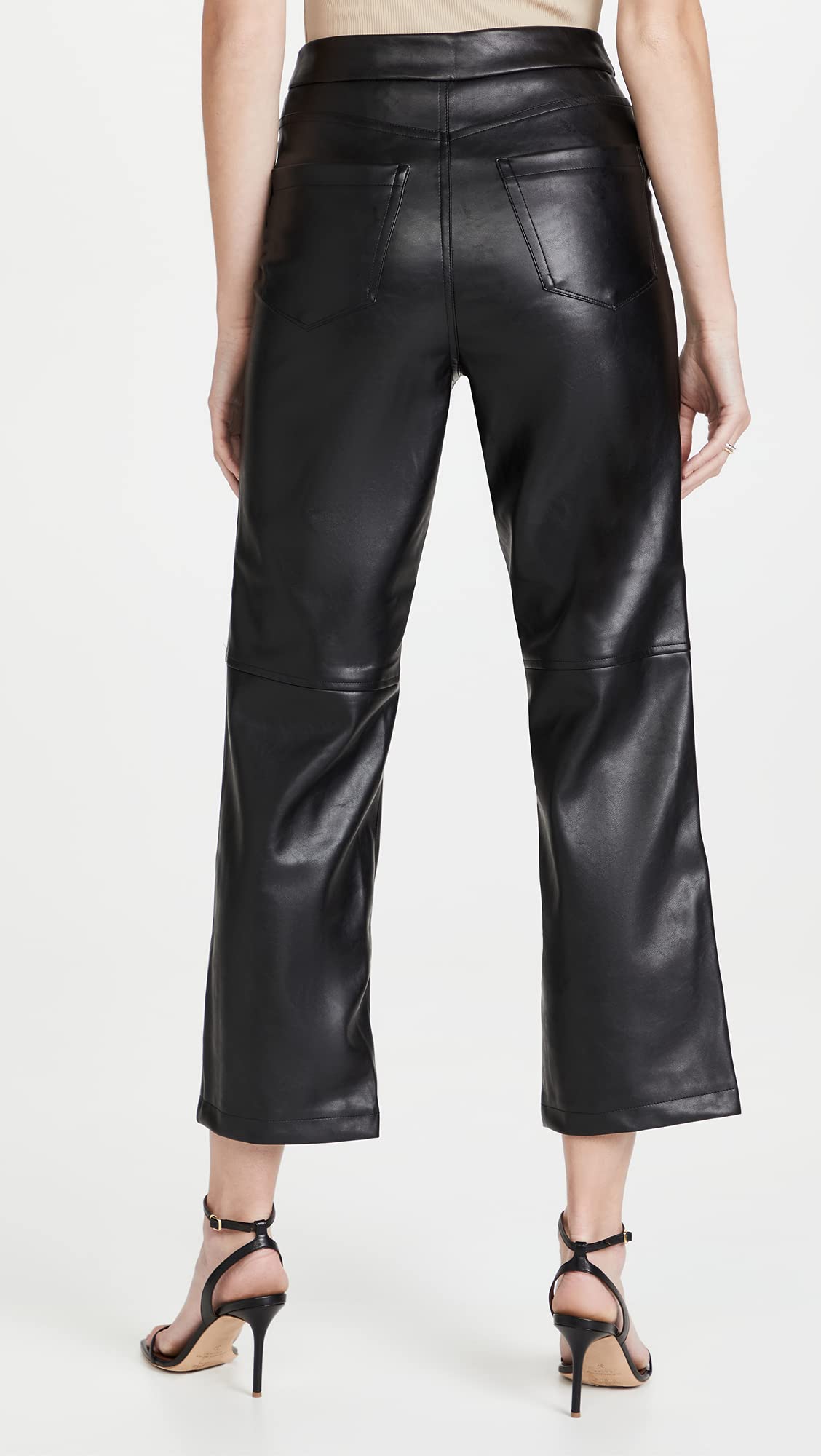 [BLANKNYC] womens Luxury Clothing Ribcage Straight Leg Vegan Leather Pants, the Baxter Pants, Track Record, 26 US
