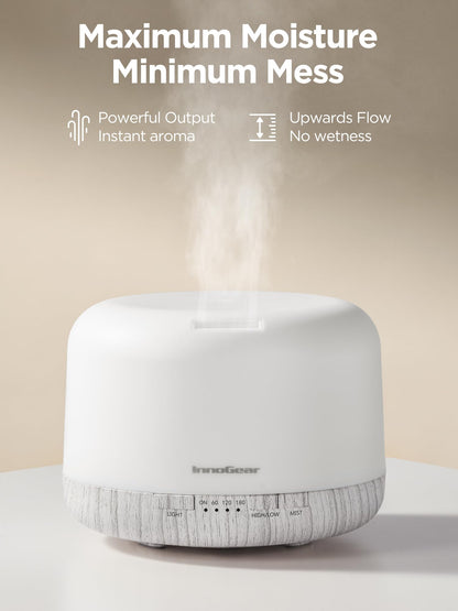 InnoGear Aromatherapy Diffuser & 10 Essential Oils Set, 500ml Essential Oil Diffuser with Remote Control Ultrasonic Cool Mist Scent Humidifier Vaporizer Auto-Off Timer for Room Office Home, Yellow