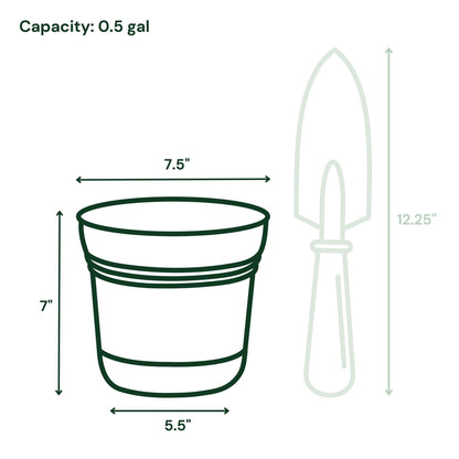 Bloem Saturn 7" Charcoal Round Resin Planter Pot with Snap-in Saucer for Indoor and Outdoor Gardening, 4-Pack