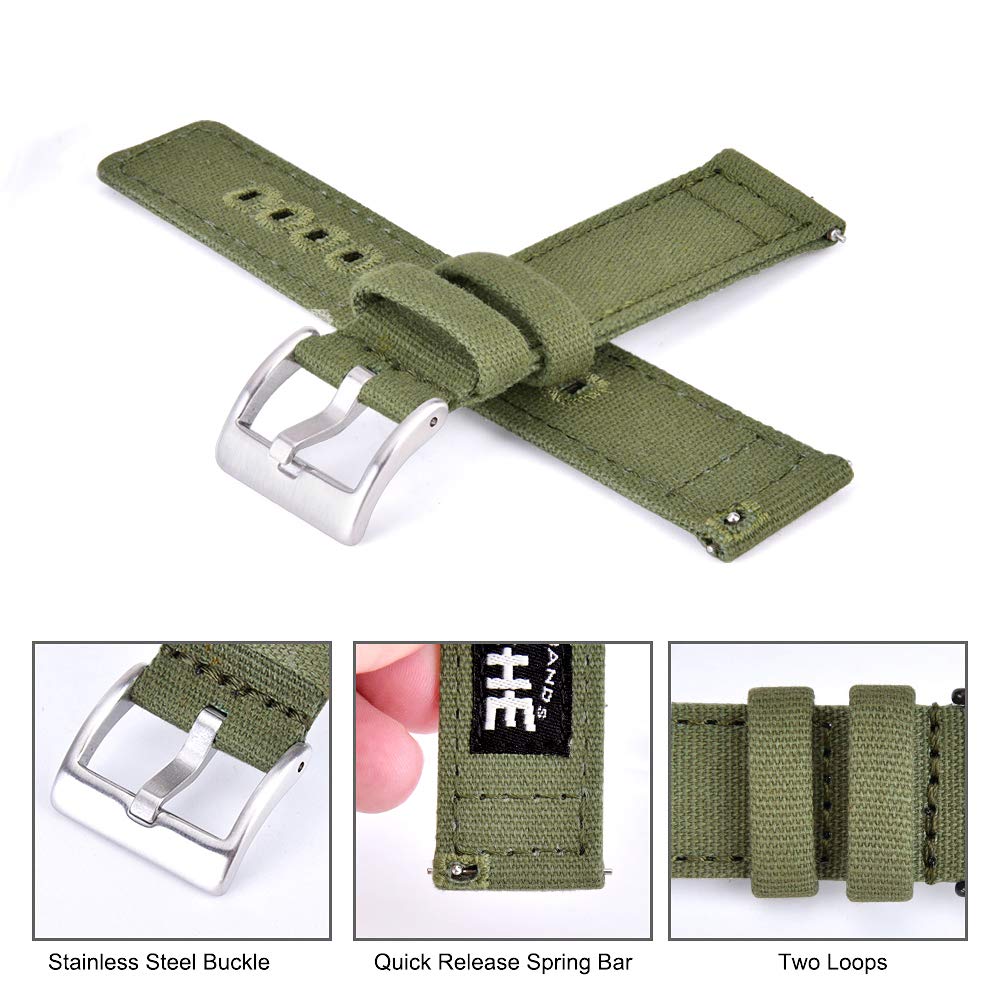 Ritche Christmas Gift 20mm Vintage Canvas Wristbands Watch Bands Replacement Quick Release Watch Straps for Men, White Elephant Gifts, Stocking Stuffers for Men, Father's Day gifts