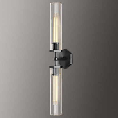 Black Crystal Wall Sconces Light for Bathroom Modern Bathroom Vanity Lights Fixture,28.5in Indoor Wall Sconce,Linear Crystal Sconces Wall Lighting for Bedroom,Hallway,Staircase,Living Room,Dining Room