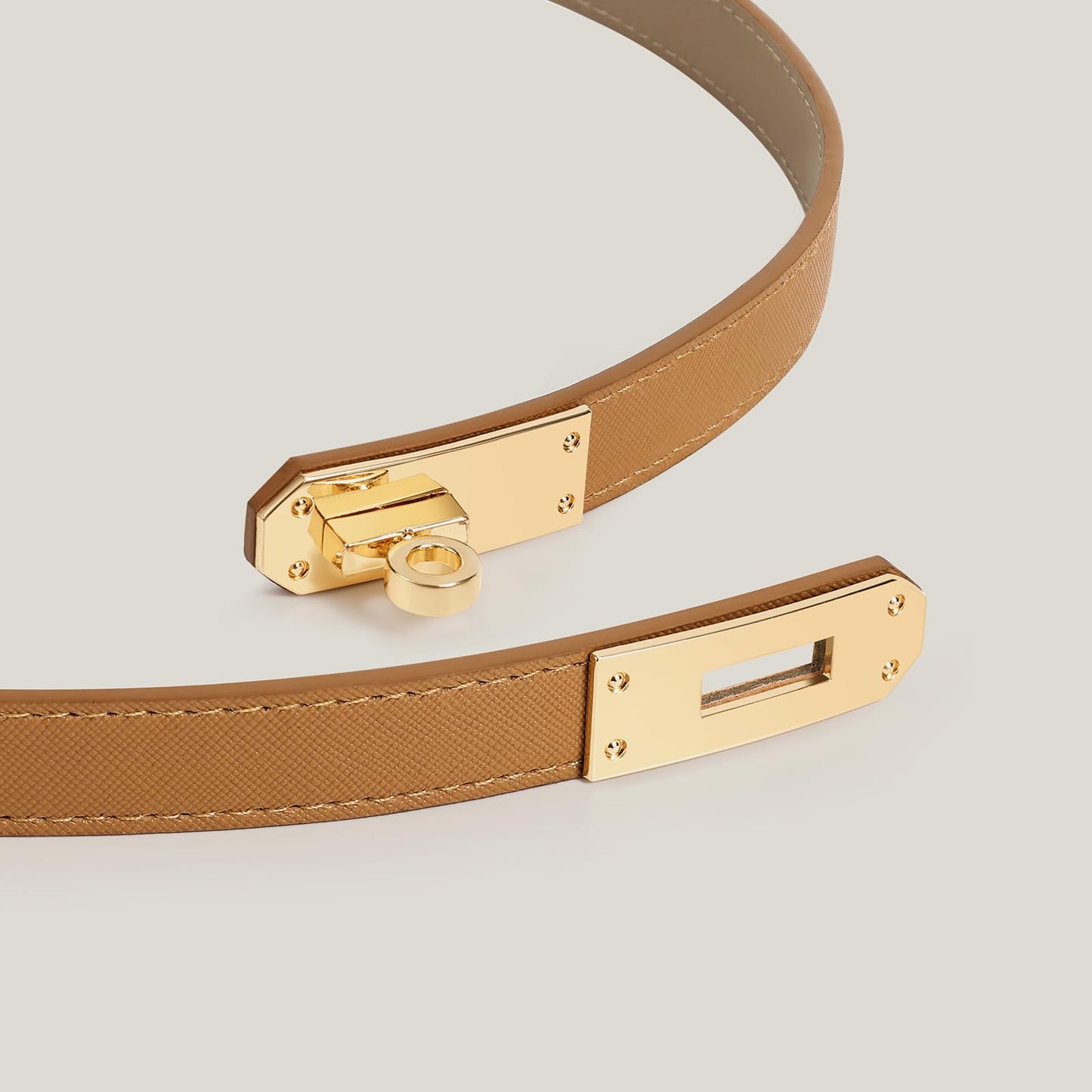 Women Skinny Leather Belt for Dresses Jeans Coats Solid Color Alloy Turn Lock 2 Pack Adjustable Thin Waistband