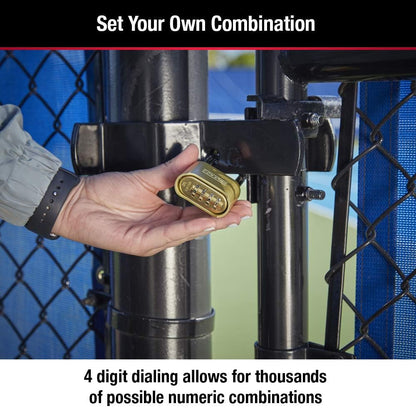 Master Lock Brass Combination Padlock for Indoor and Outdoor use with Resettable Combination for Gym Locker, Gate, Fence, or Shed Lock, 175D