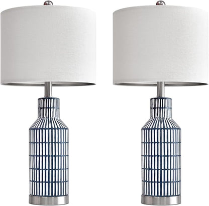 25" Modern Ceramic Lamps Single Table Lamp for Living Room Bedroom Farmhouse Nightstand Bedside Lamps