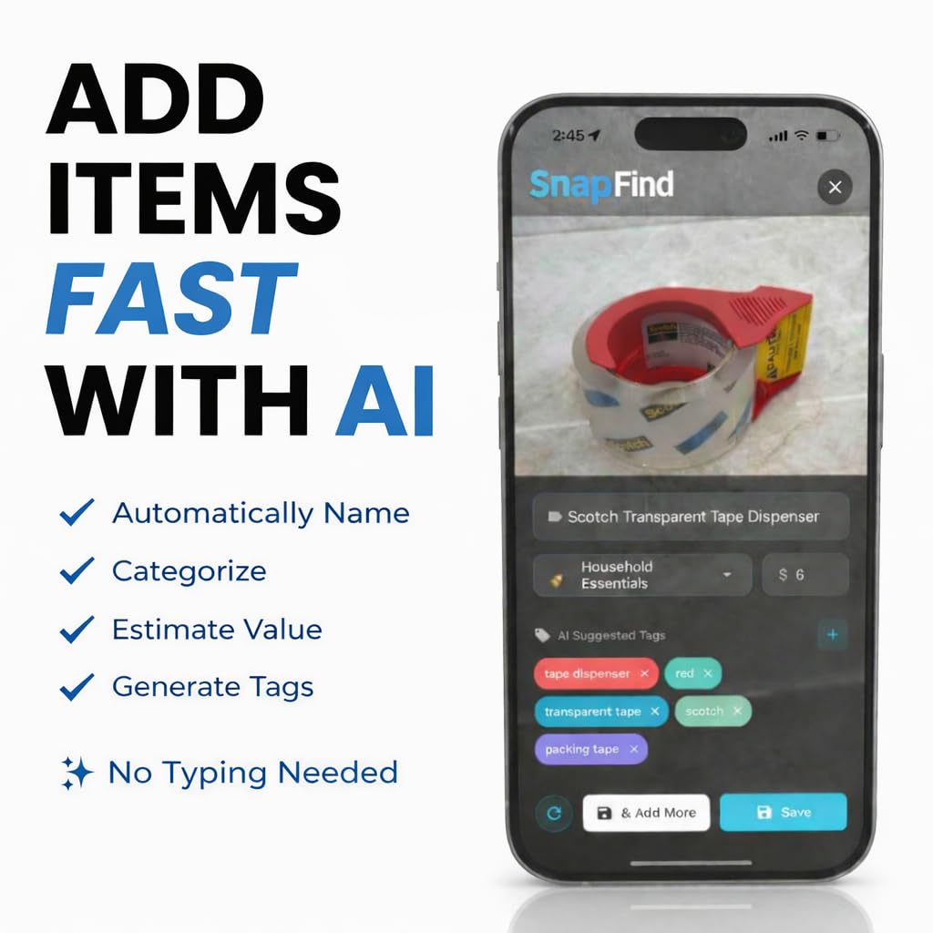SnapFind Smart QR Code Labels – AI Auto-Labeling, No Typing! Storage Bins & Moving Containers – iOS and Android App – 48 Color-Coded Stickers (2.5" x 2.5")