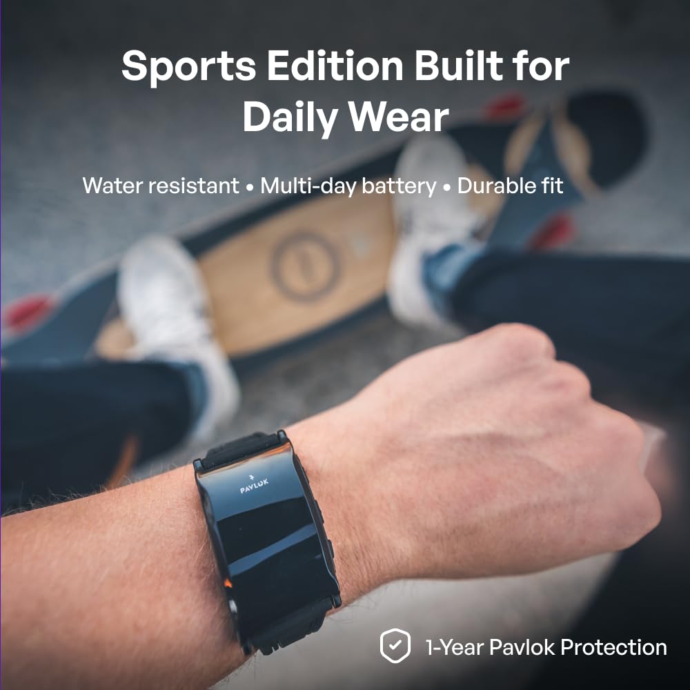 Pavlok 3 Sports (Black) – App-Controlled Silent Alarm & Habit Trainer Wearable – Chime/Vibration/Adjustable Zap – Includes Plus (Lifetime Access) – Steps & Sleep Tracking
