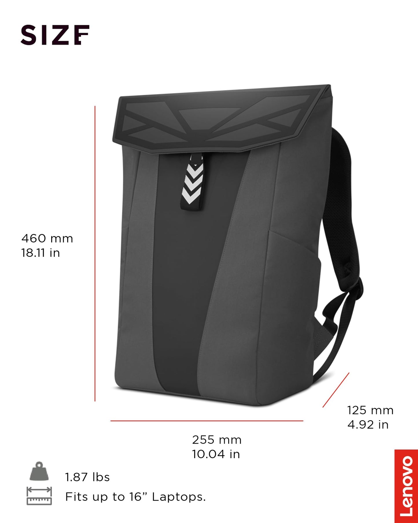 Lenovo Legion Gaming Backpack GB400 for Computers Up to 16 Inch - Lightweight Water Repellant Bag with Multiple Pockets, & Superior Valuables Protection for Gamers (Black)